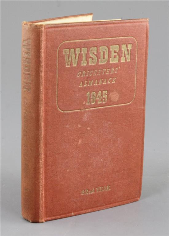 A Wisden Cricketers Almanack for 1945, original hardback binding